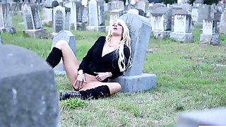 Hot blonde milf Jessica Drake masturbates on grave - Lost Love Scene 6
